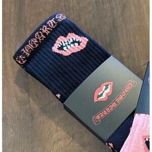 Black Pink Chrome Hearts Chomper Socks